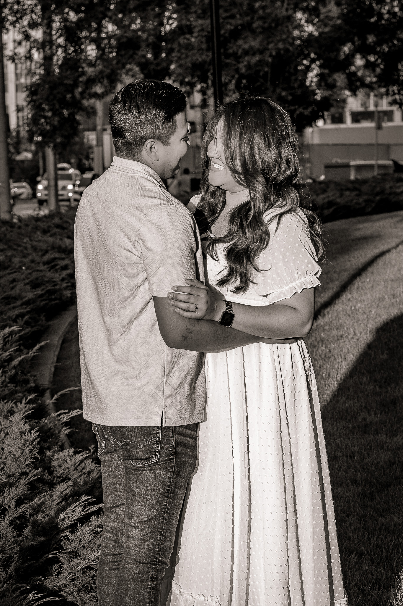 Pre-wedding session — couple in natural setting